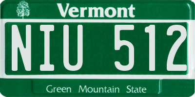VT license plate NIU512