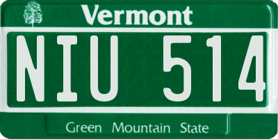 VT license plate NIU514