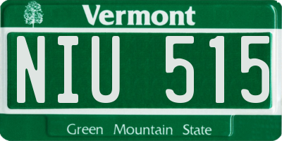 VT license plate NIU515