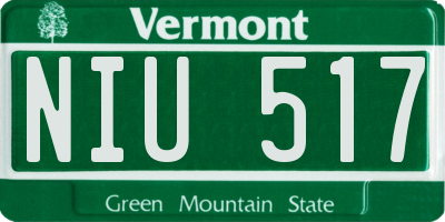VT license plate NIU517