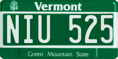 VT license plate NIU525