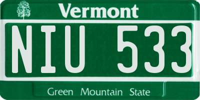 VT license plate NIU533