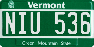 VT license plate NIU536