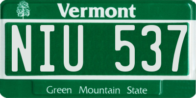 VT license plate NIU537