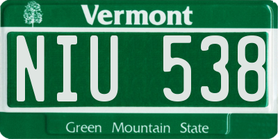 VT license plate NIU538
