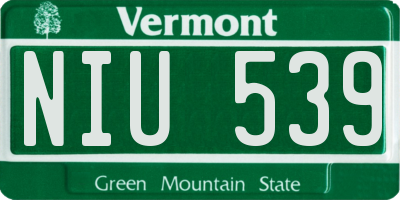 VT license plate NIU539