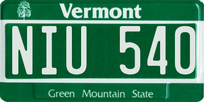 VT license plate NIU540