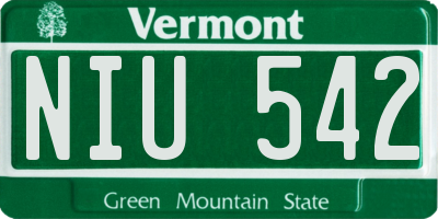VT license plate NIU542