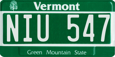 VT license plate NIU547