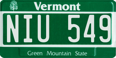 VT license plate NIU549