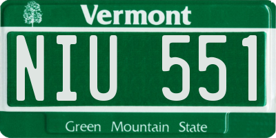 VT license plate NIU551