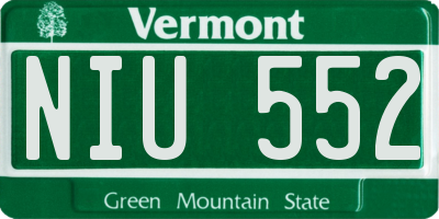 VT license plate NIU552