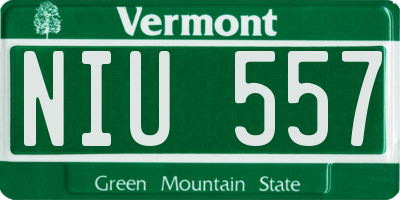 VT license plate NIU557