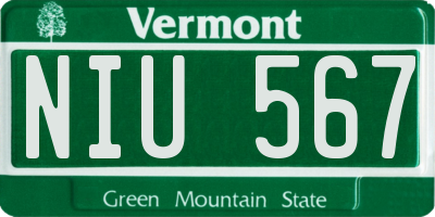 VT license plate NIU567