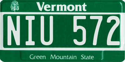 VT license plate NIU572