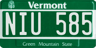 VT license plate NIU585