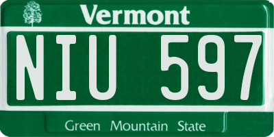 VT license plate NIU597