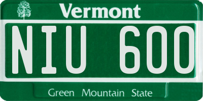VT license plate NIU600