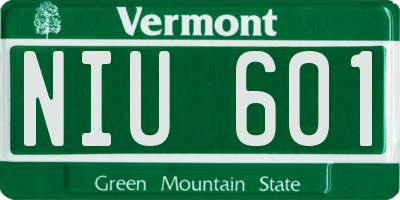 VT license plate NIU601