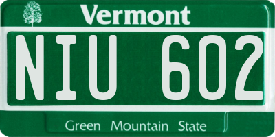 VT license plate NIU602