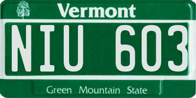 VT license plate NIU603