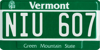 VT license plate NIU607