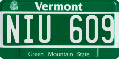 VT license plate NIU609