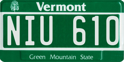 VT license plate NIU610
