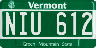 VT license plate NIU612