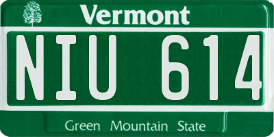 VT license plate NIU614