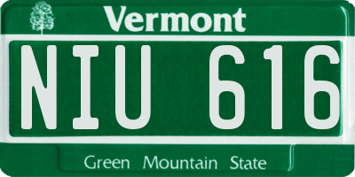 VT license plate NIU616