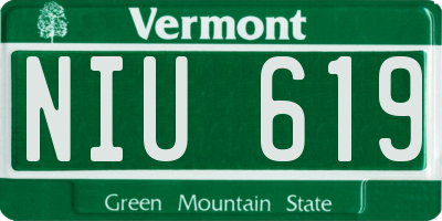 VT license plate NIU619