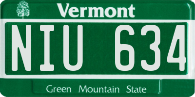 VT license plate NIU634