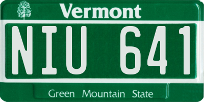 VT license plate NIU641