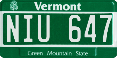 VT license plate NIU647