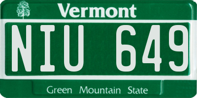 VT license plate NIU649
