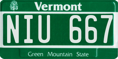 VT license plate NIU667
