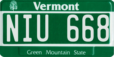 VT license plate NIU668