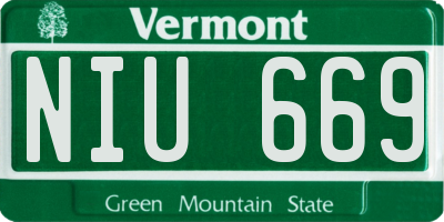 VT license plate NIU669