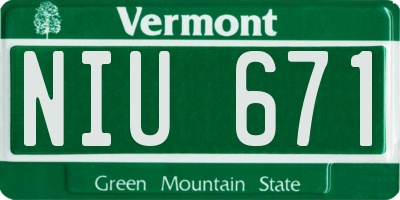 VT license plate NIU671