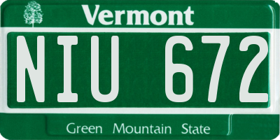 VT license plate NIU672