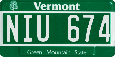 VT license plate NIU674