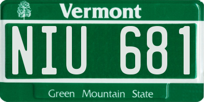 VT license plate NIU681
