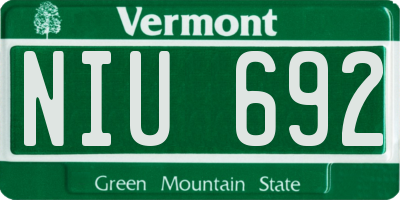 VT license plate NIU692