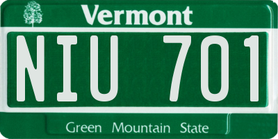 VT license plate NIU701
