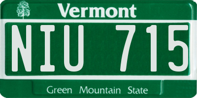 VT license plate NIU715