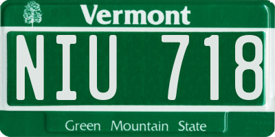 VT license plate NIU718