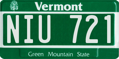 VT license plate NIU721