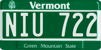 VT license plate NIU722
