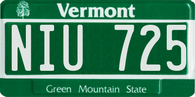 VT license plate NIU725